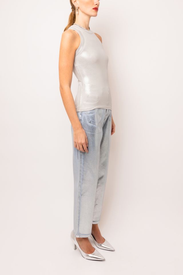Amy Lynn Lupe Foil Coated Denim Pant #3