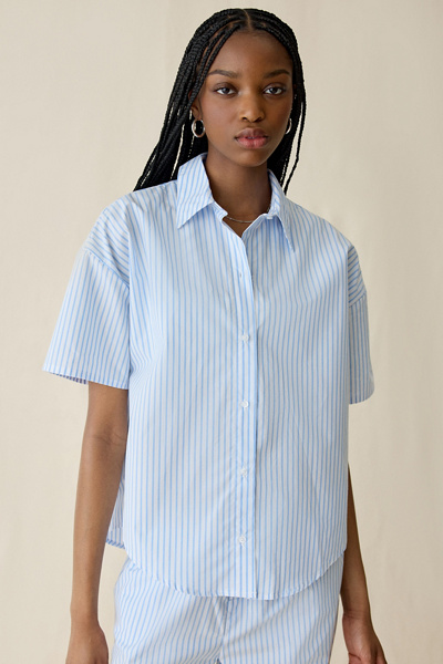 Calvin Klein Cotton Poplin Relaxed Short Sleeve Shirt