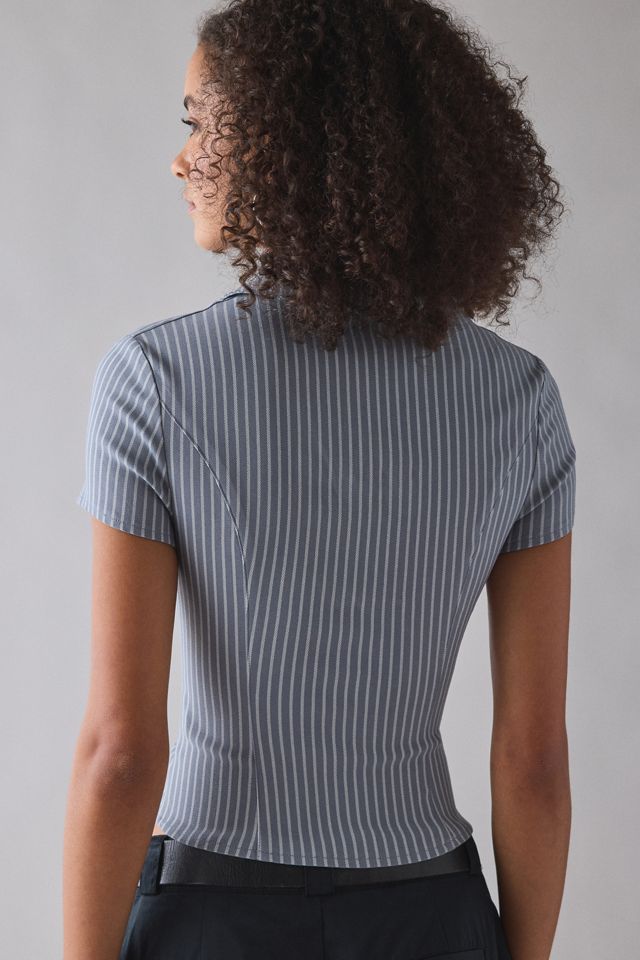 UO Ledia Slim Short Sleeve Zip-Front Shirt #3