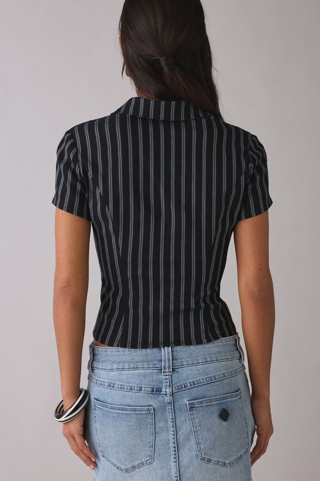UO Ledia Slim Short Sleeve Zip-Front Shirt #2