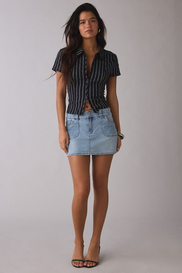 UO Ledia Slim Short Sleeve Zip-Front Shirt #3