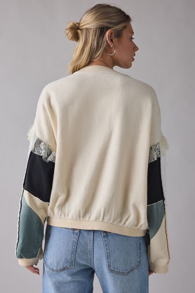 BDG Cooper Lace Trim Patchwork Crew Neck Pullover #3