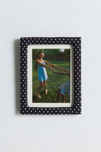 Urban Outfitters Penelope 5" X 7" Fabric Picture Frame In Black/white Polka Dot At  In Black