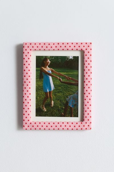 Urban Outfitters Penelope 5" X 7" Fabric Picture Frame In Pink/red Polka Dot At  In Pink