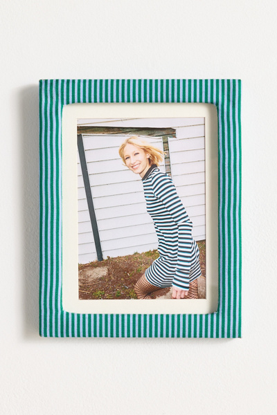 Urban Outfitters Penelope 5" X 7" Fabric Picture Frame In Blue/green Stripe At