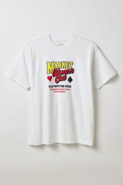 Market Winner's Club Graphic Tee In White, Men's At Urban Outfitters In White