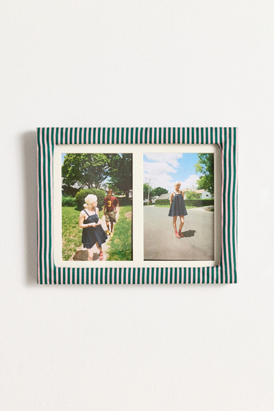 Urban Outfitters Penelope Double 4" X 6" Fabric Picture Frame In Pink/green Stripe At