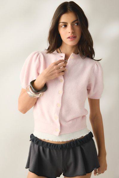 Kimchi Blue Monical Mixed Media Ruffle Peplum Cardigan | Urban
