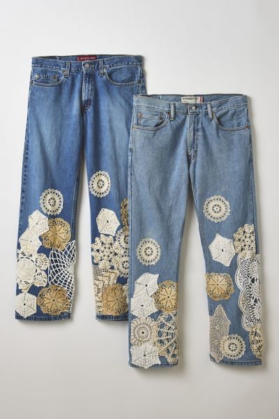 ReMADE By UO Handmade Crochet Patched Jean