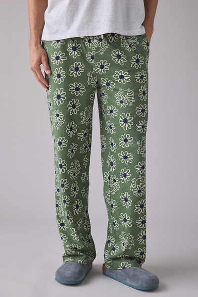 Urban Outfitters Keith Haring Flower Pattern Lounge Pant In Olive, Men's At  In Green