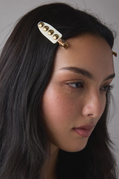 Urban Outfitters Patterned No Crease Hair Clip Set In Dome Cream, Women's At  In Gold