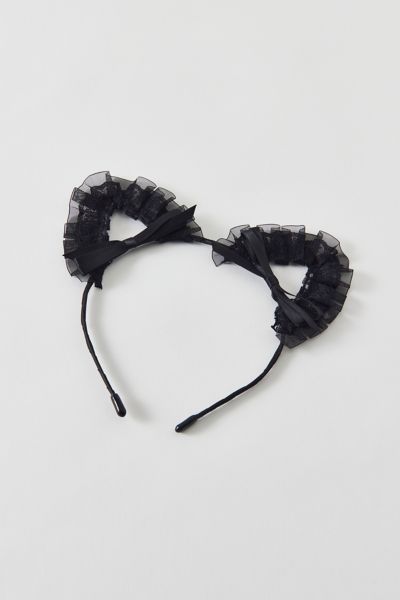 Urban Outfitters Lacey Bow Cat Ears Headband In Black, Women's At  In Black