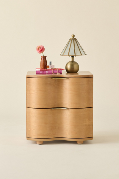 Aria 2-Drawer Squiggle Storage Nightstand in Acorn at Urban Outfitters