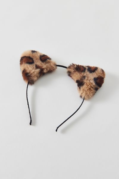 Urban Outfitters Faux Fur Cat Ears Headband In Brown, Women's At  In Animal Print