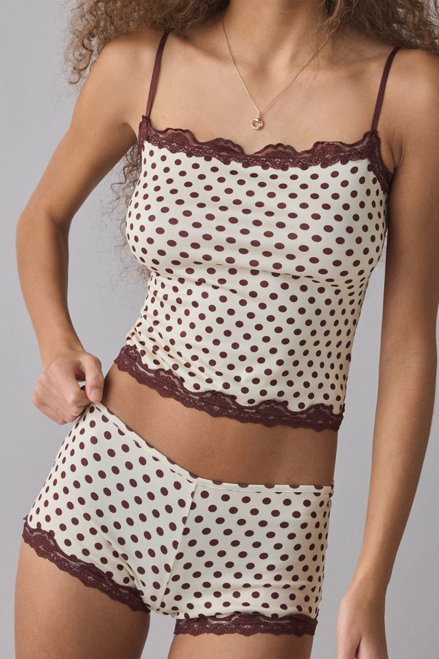 Out From Under Elise Lace Trim Cami + Micro Shorts PJ Set #1