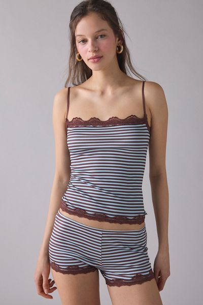 Out From Under Elise Lace Trim Cami + Micro Shorts PJ Set
