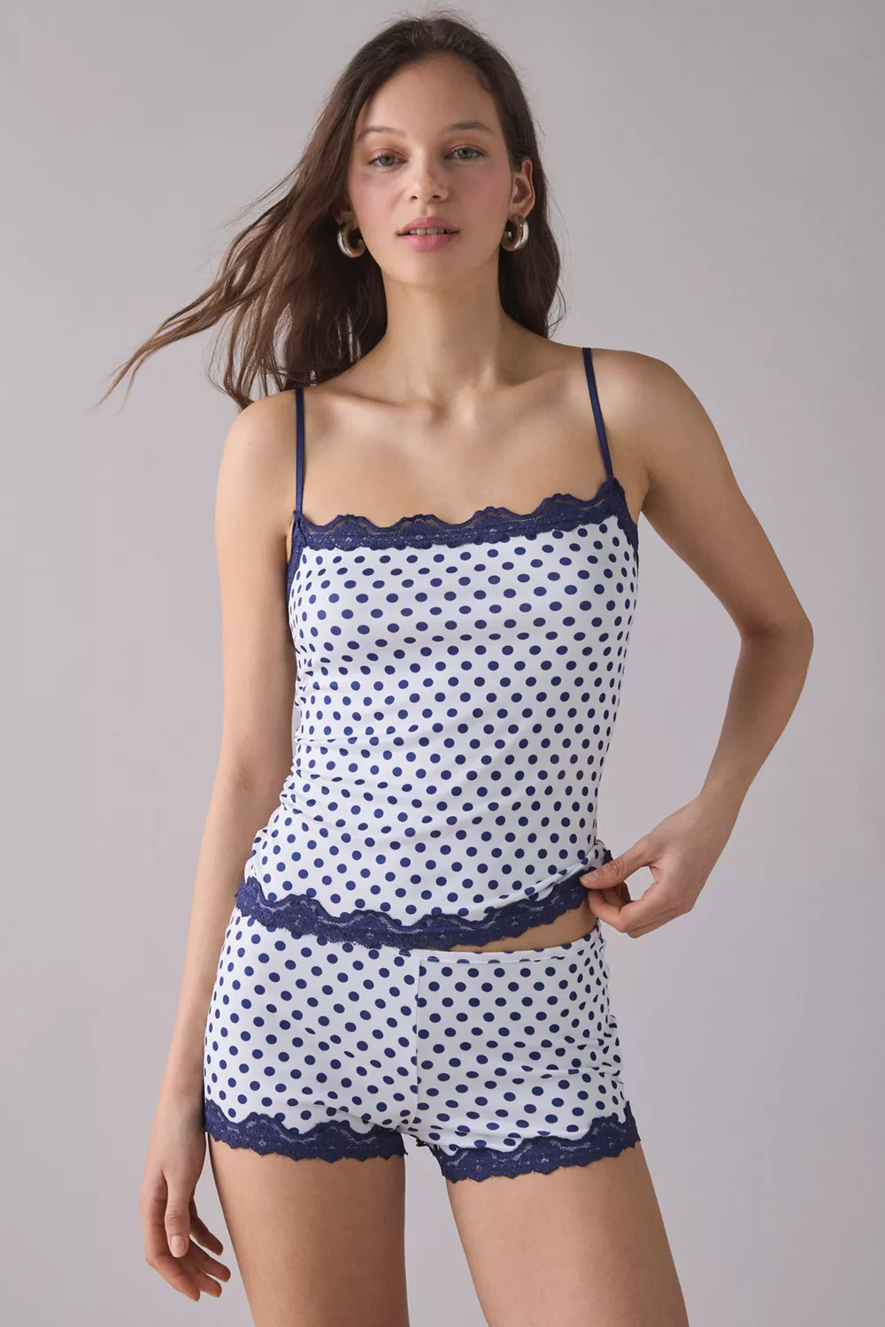 Out From Under Elise Lace Trim Cami + Micro Shorts PJ Set