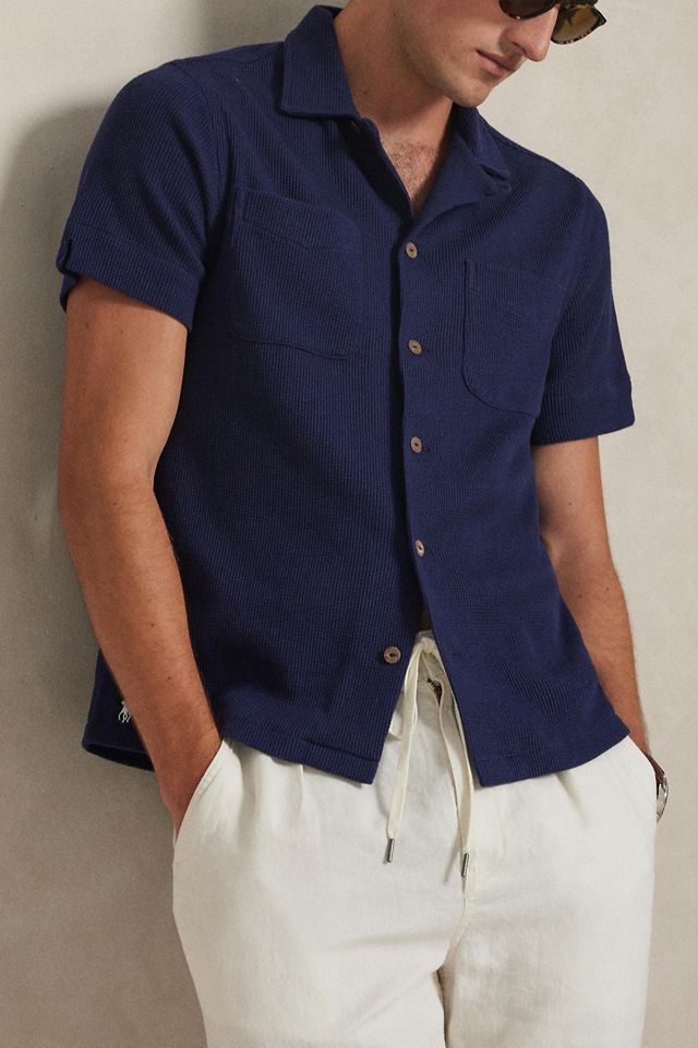 Polo Ralph Lauren Waffle Knit Cotton-Linen Short Sleeve Shirt #1