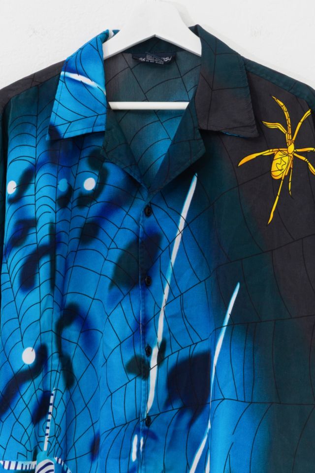 Vintage Y2K All Over Print Spider Graphic Button Up Shirt #1