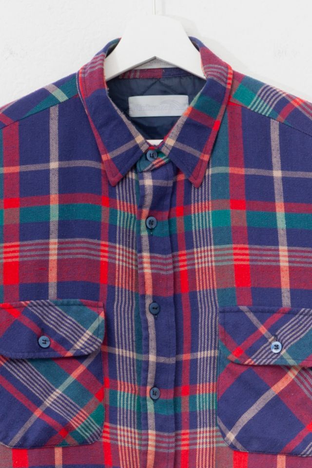 Vintage 1980s Distressed Blue Blanket Lined Plaid Button Up Shirt #1