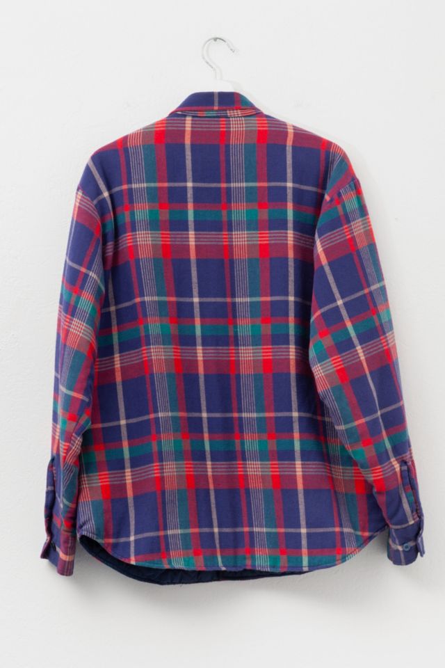 Vintage 1980s Distressed Blue Blanket Lined Plaid Button Up Shirt #2