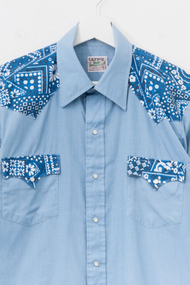 Vintage 1970s Blue Handkerchief Button Up Western Shirt #1