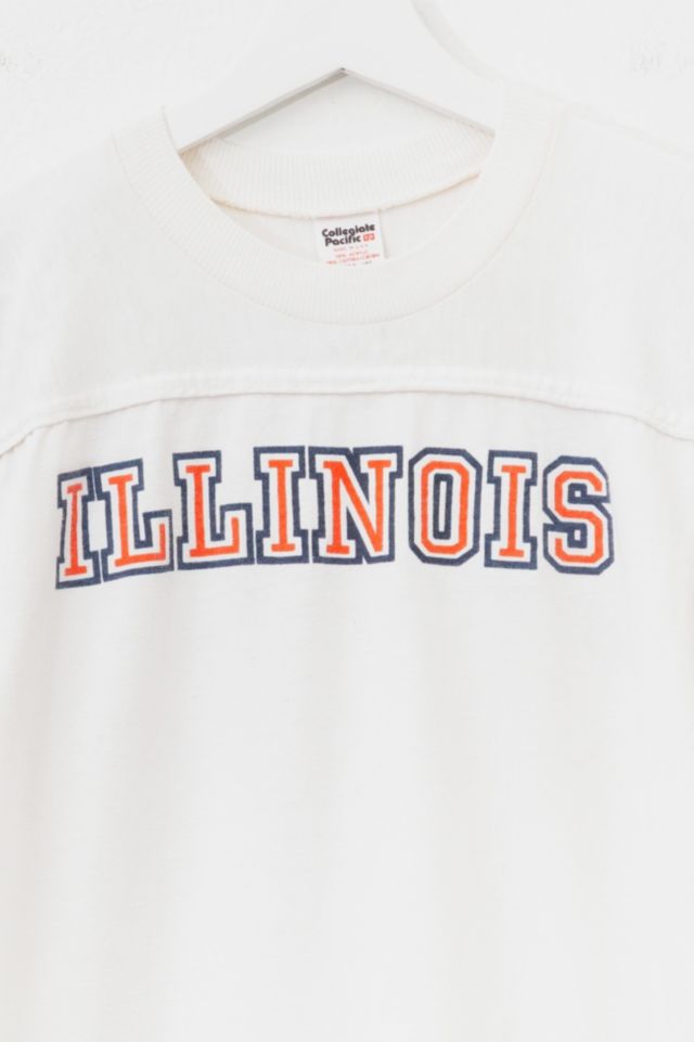 Vintage 1980s Distressed Illinois Spell Out 3/4 Sleeve Graphic T-Shirt Made in USA #1