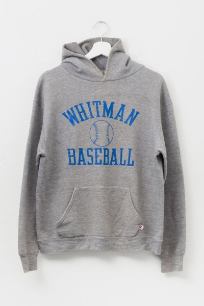 Vintage 1990s Russell Athletic Distressed Baseball Graphic Hoodie Spell Out Sweatshirt Made in USA