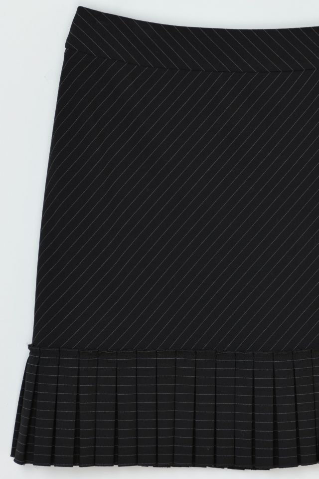 Vintage Y2k Black Pinstripe Pleated Mini Skirt #1