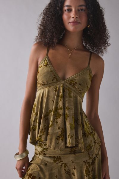 Kimchi Blue Celia Burnout Floral Lace Trim Babydoll Cami