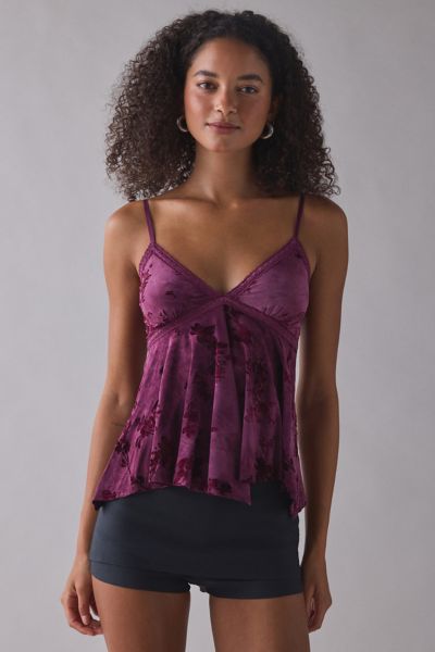 Kimchi Blue Celia Burnout Floral Lace Trim Babydoll Cami Product Page