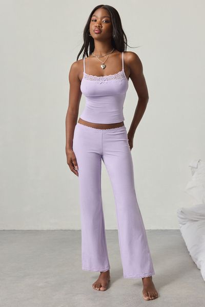 Ensemble Pyjama Out From Under Daphne en Jersey de Coton avec Bordure en Dentelle Camisole + Pantalon