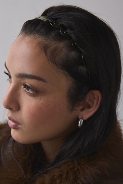 Urban Outfitters Zig Zag Headband In Dark Green, Women's At  In Green