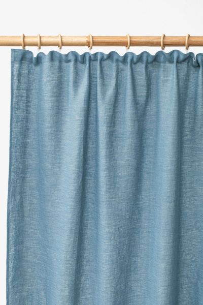 Magiclinen Linen Pencil Pleat Curtains In Grey Blue At Urban Outfitters