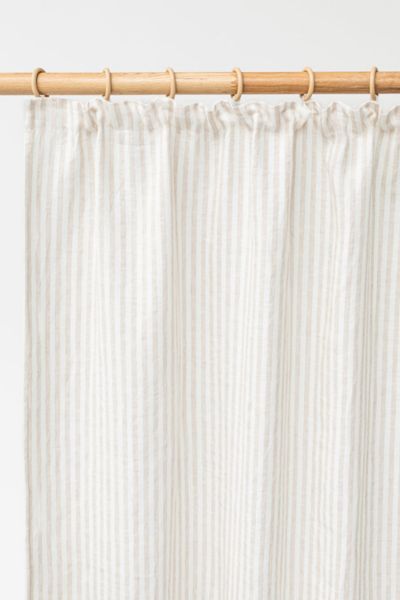 Magiclinen Linen Pencil Pleat Curtains In Striped In Natural At Urban Outfitters