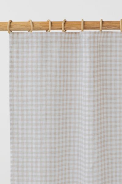 Magiclinen Linen Pencil Pleat Curtains In Natural Gingham At Urban Outfitters