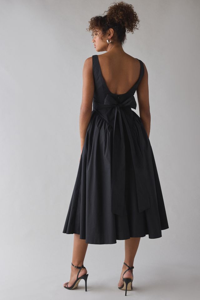 ASTR Vinya Basque Waist Tie-Back Bow Midi Dress #1