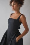 ASTR Vinya Basque Waist Tie-Back Bow Midi Dress