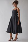 ASTR Vinya Basque Waist Tie-Back Bow Midi Dress