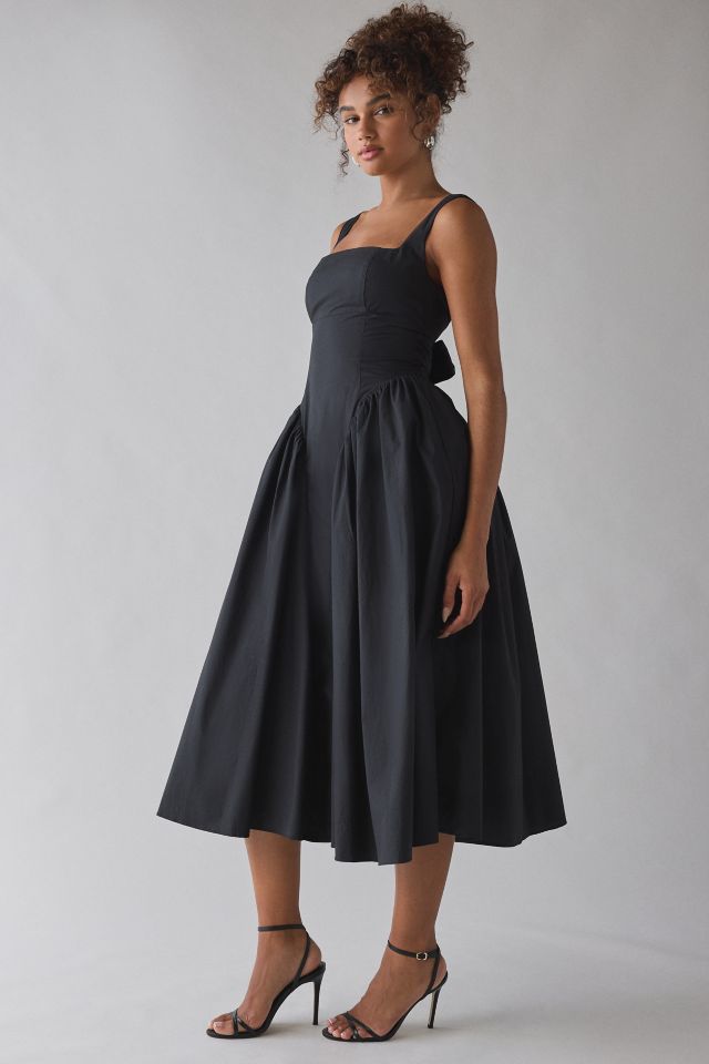 ASTR Vinya Basque Waist Tie-Back Bow Midi Dress #3