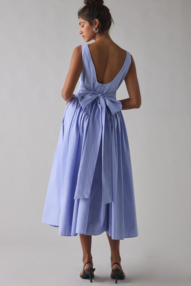 ASTR Vinya Basque Waist Tie-Back Bow Midi Dress #2