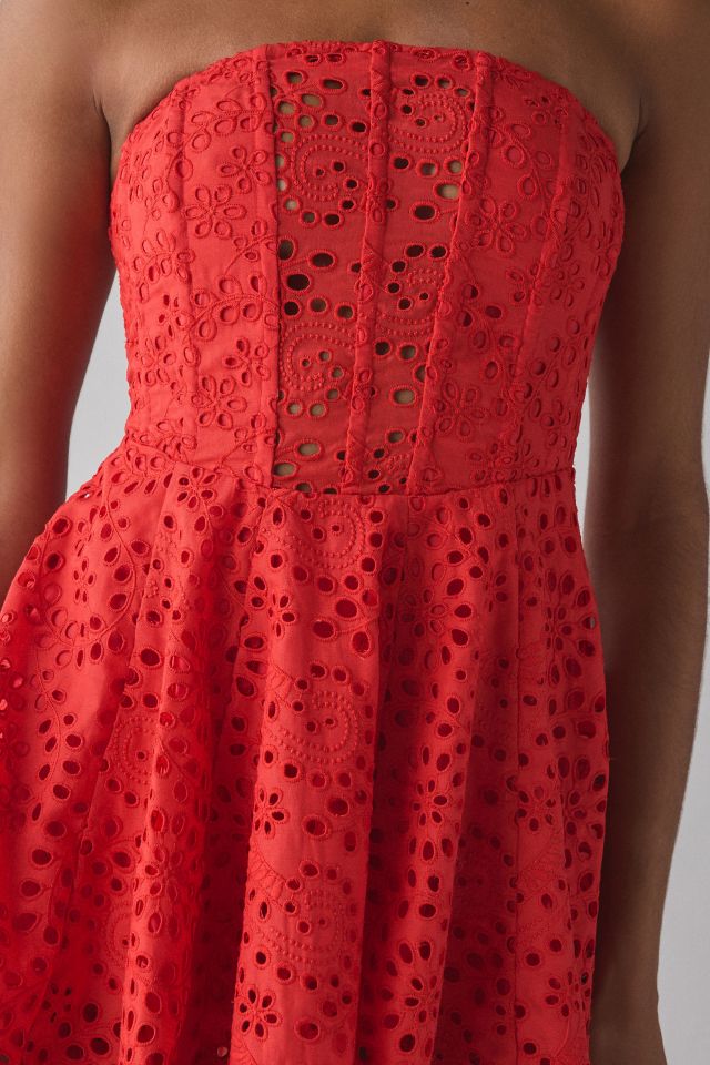 ASTR The Label Deasia Eyelet Embroidery Strapless Mini Dress #1
