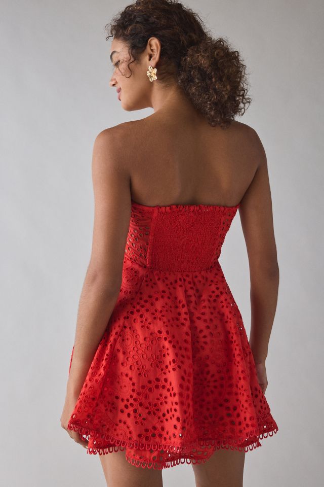 ASTR The Label Deasia Eyelet Embroidery Strapless Mini Dress #3