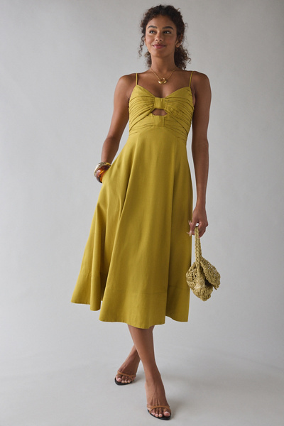 chinese dress ladies ASTR The Label Women's Jaleyah Dress, Mustard Green Tropic, L at Amazon  Women's Clothing store main image 1