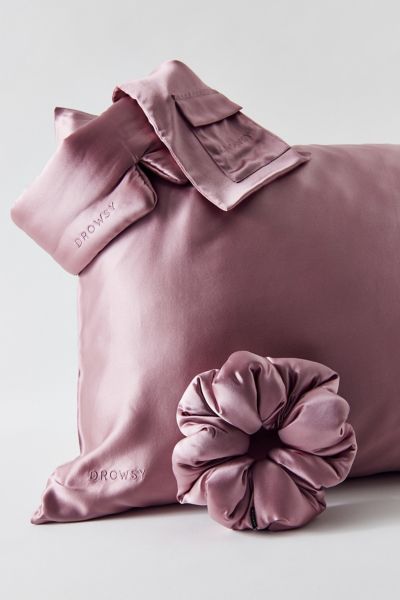 Drowsy Sleep Co The New Rose Silk Sleep Set In Rose At Urban Outfitters In Pink