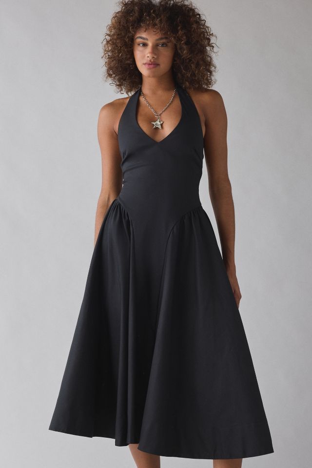 ASTR The Label Meana Basque Waist Plunging Halter Mini Dress #1
