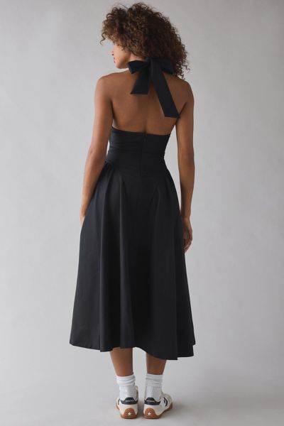 ASTR The Label Meana Basque Waist Plunging Halter Mini Dress