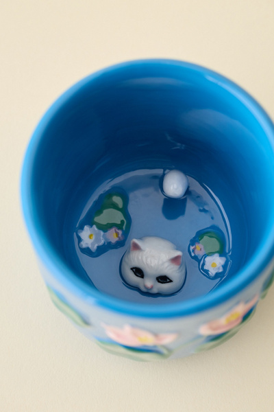 Urban Outfitters Kitty Pond Ceramic Mug In Blue At