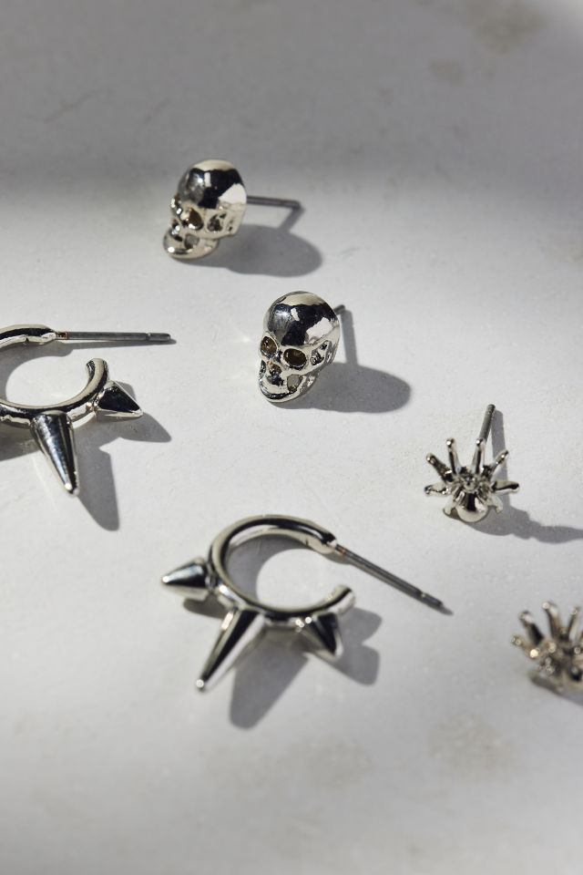 Lilith Spiked Silver Earring Set #1