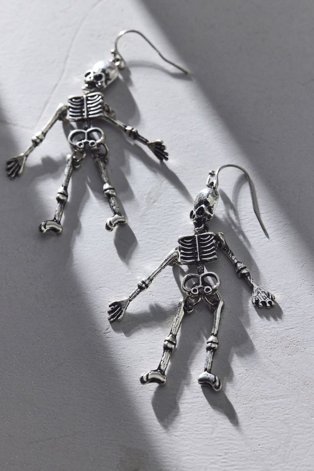 Boucle d'oreille squelette en métal suspendu #1